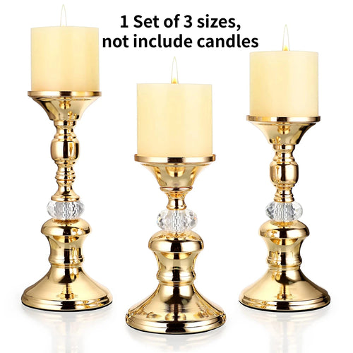 Gold Metal Pillar Candlestick Holders Vintage Pillar Candle Holders