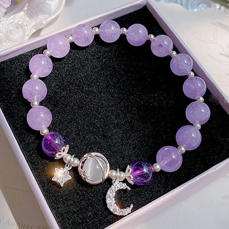 Blue Purple Color Opal Stone Bracelet For Women Girls Shiny Crystal
