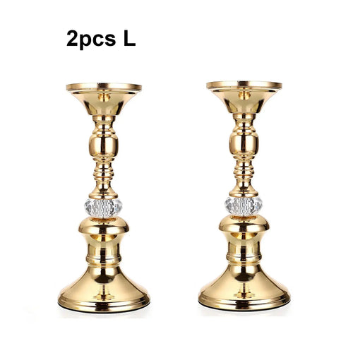 Gold Metal Pillar Candlestick Holders Vintage Pillar Candle Holders
