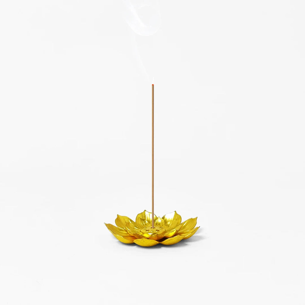 Gold Metal Lotus Incense Burner For Sticks Incense Holder One Piece Elegant Home Decor Gift