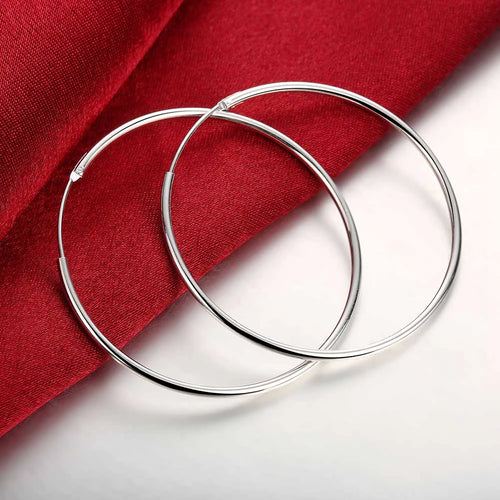 Top Quality 925 Sterling Silver Earrings Simple Round Circle Hoop
