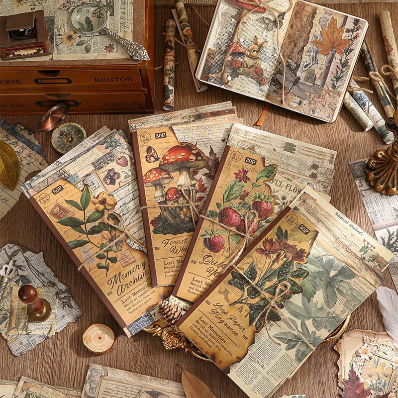 30pcs Lost Memory Series Retro Journal Scrapbook Background Decorative