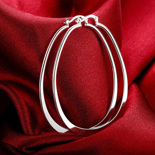 Top Quality 925 Sterling Silver Earrings Simple Round Circle Hoop