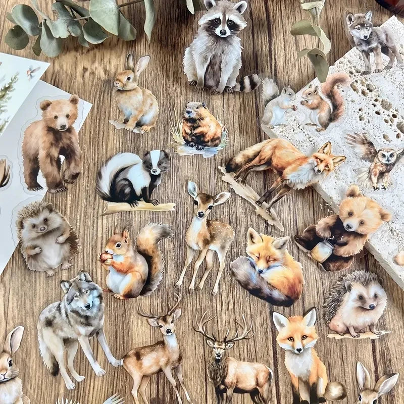 25 pcs Forest animals and stones Stickers aesthetic Decorative Diary