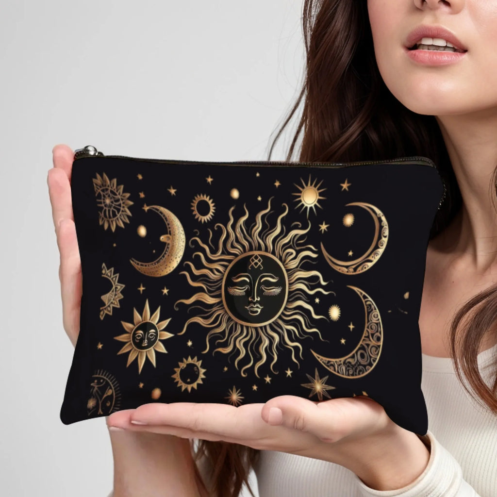 Magic Sun-Moon-Star Cosmetic Bag  Exotic Mystical Vibe Ideal Gift for