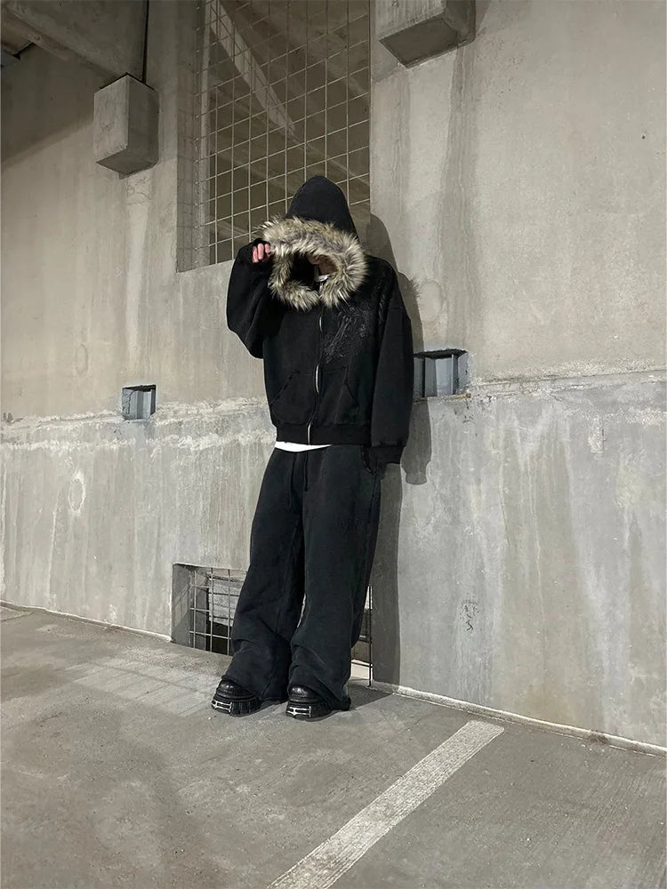 Harajuku Inspired Faux Fur Collar Hoodie For Women Cozy Streetwear Warmth With Moonlit Autumn Winter Y2K Vibe