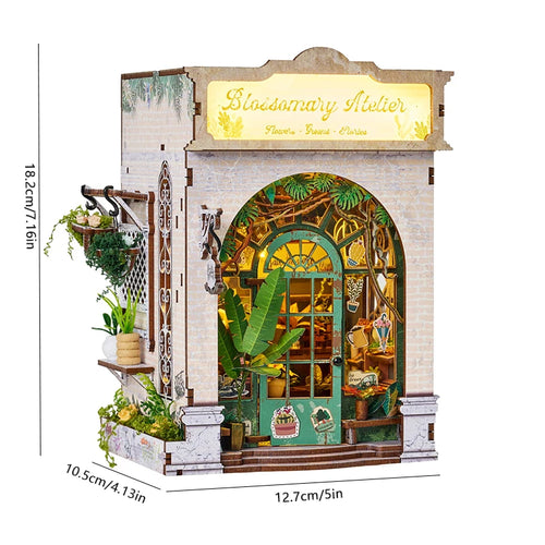 DIY Book Nook Kit Shelf Inser Dollhouse Model Building Kit Wooden