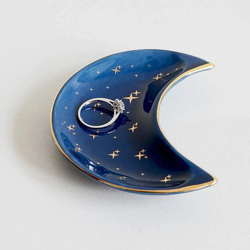 Ceramic Moon-Shaped Jewellery Tray, Nordic Style, Earrings, Necklaces,