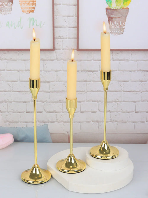 European Style Metal Candlestick Set of 3 Exquisite Durable Candle Holders for Home Decor