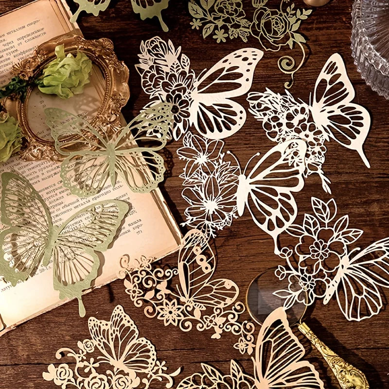 10 Pcs Vintage Lace Hollow Material Paper Butterflies for Craft Projects DIY Scrapbooking