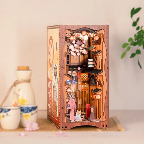 CUTEBEE Book Nook Kit DIY Doll House with LED Light Bookshelf Insert