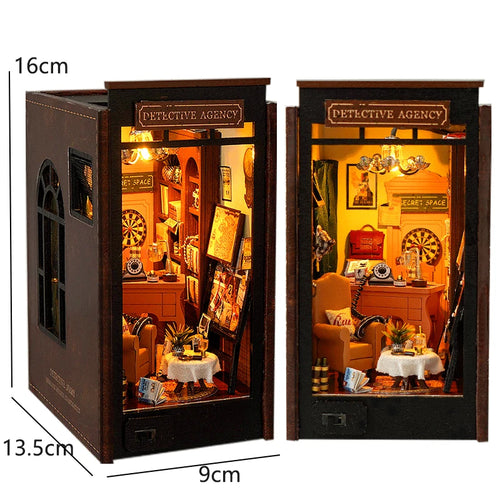 DIY Book Nook Kit Mini 3D Wooden Bookshelf Set Doll House Bookshelf