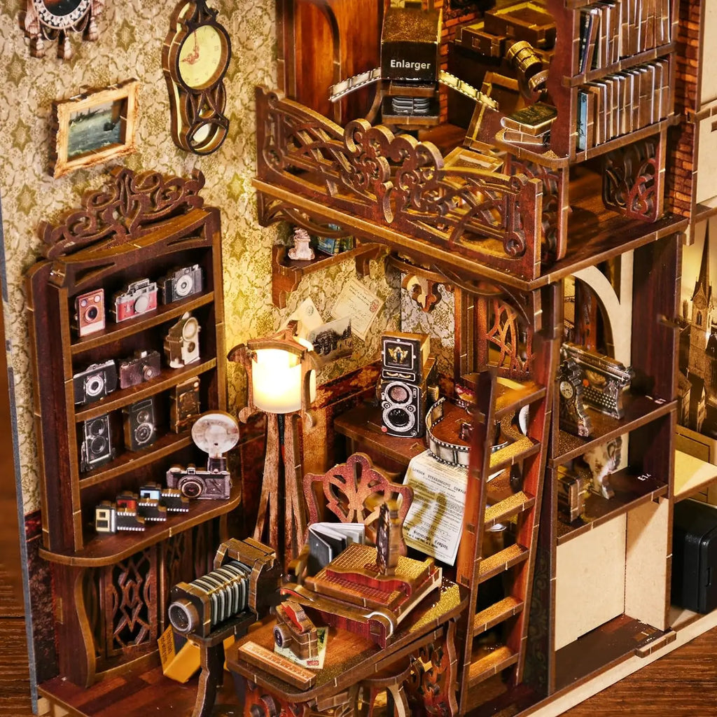 ATUBAN Book Nook Kit, DIY Dollhouse Booknook Bookshelf Insert 3D