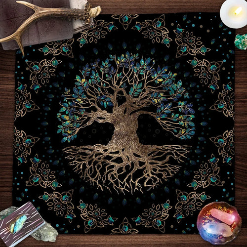 Tree Of Life Tarot Card Tablecloth Moon Phase Plants Table Cloth For
