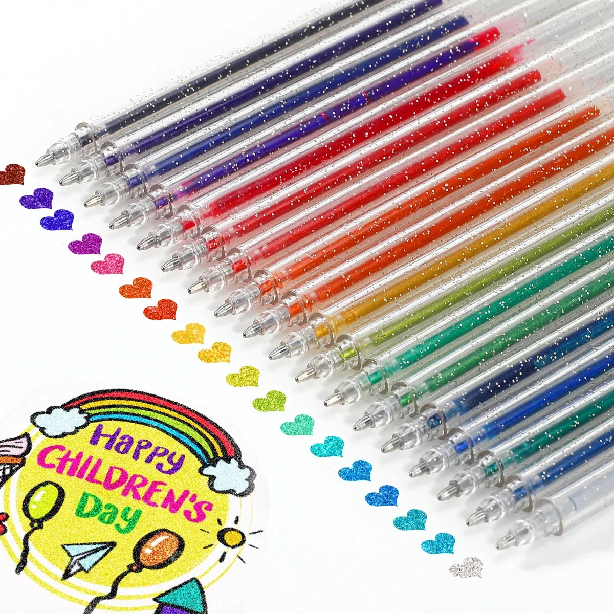 12pcs Glitter Gel Pen Set with 12 color ink refill suitable for