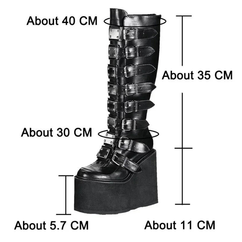 Women Boots Cosplay Ladies High Heel Platform Wedges Women High Boots