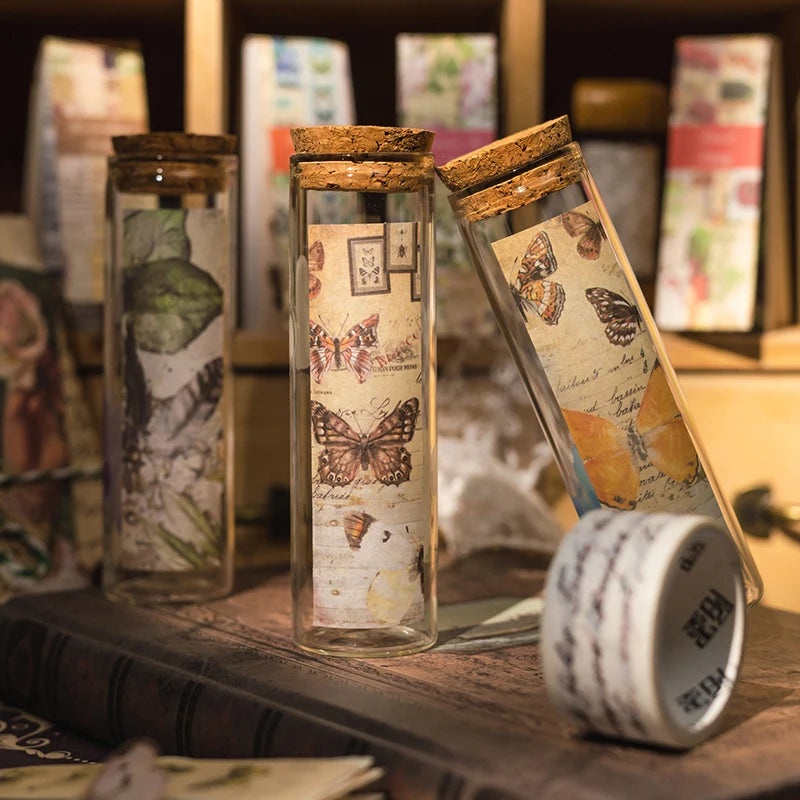 Yoofun 50sheets Vintage Washi Paper Sticker Book butterflies Natural