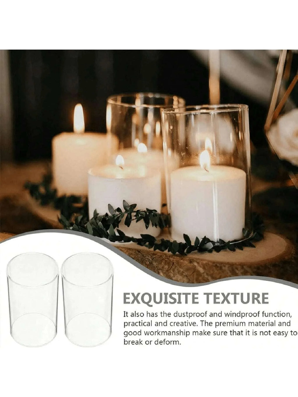 Clear Cylinder Glass Candle Holder Gothic Borosilicate