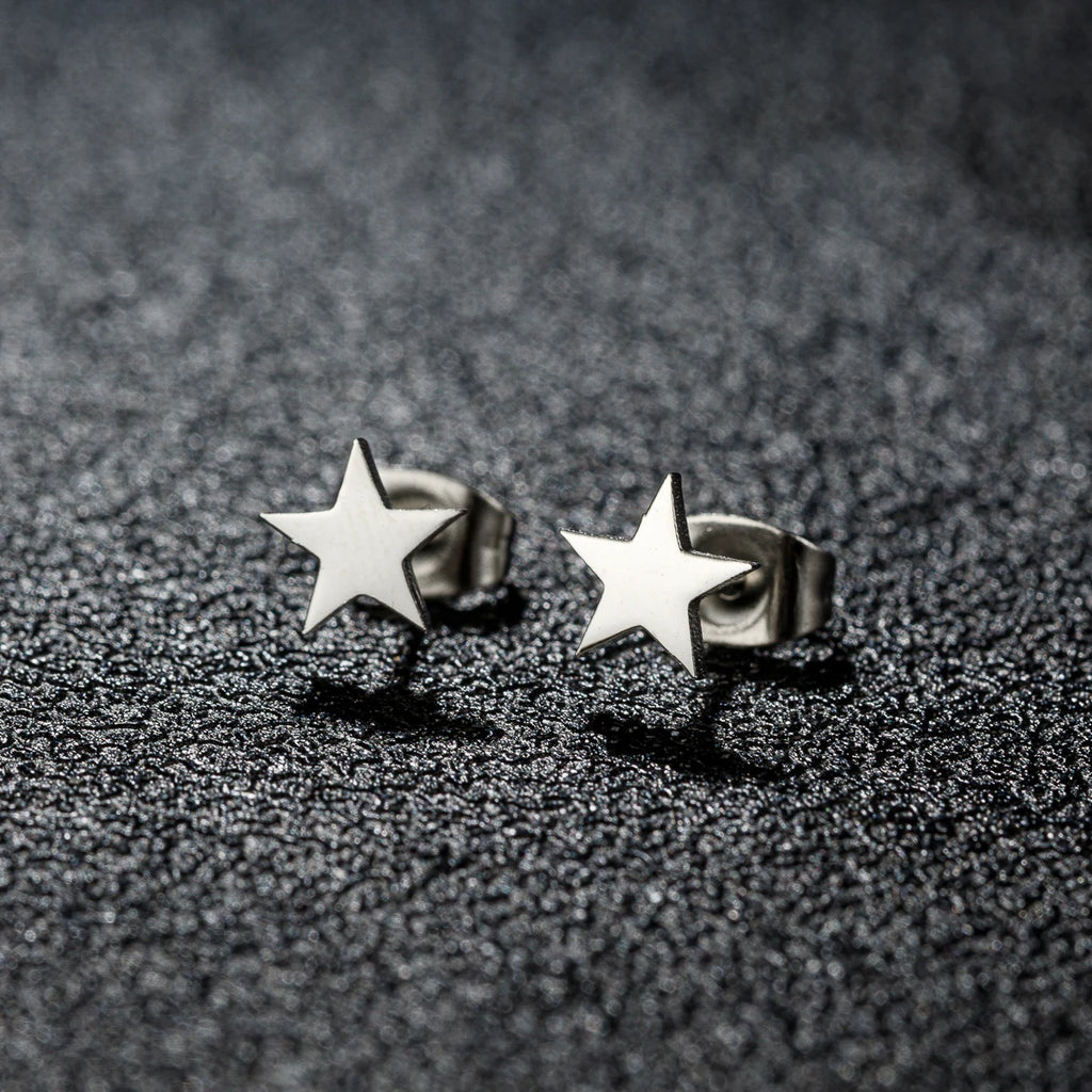 1 Pair New Stainless Steel Star Earrings Tiny Star Stud Earrings For