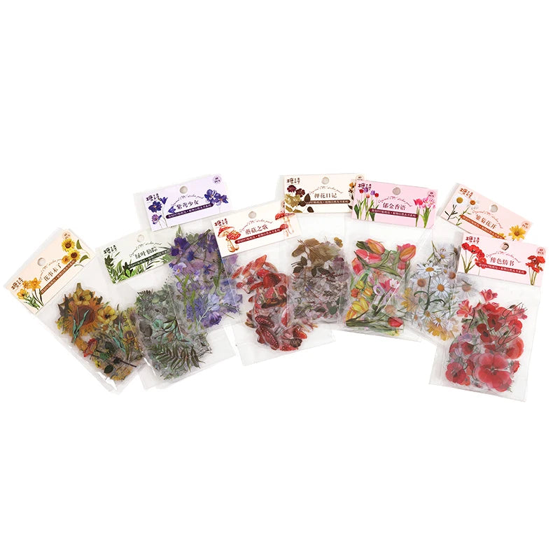 40 Pieces Natural Plant Collection Green Leaf PET Stickers Set for Plant Decor and Nature Themed Crafts