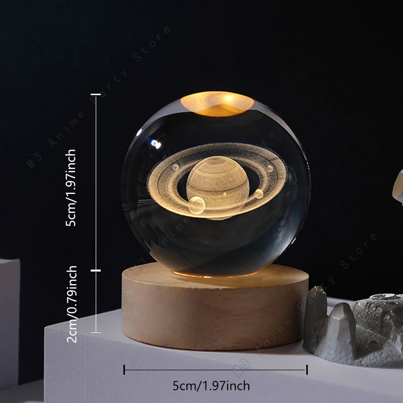 Unique 3D Crystal Ball Night Light Led Lamp Bedside Table Glowing