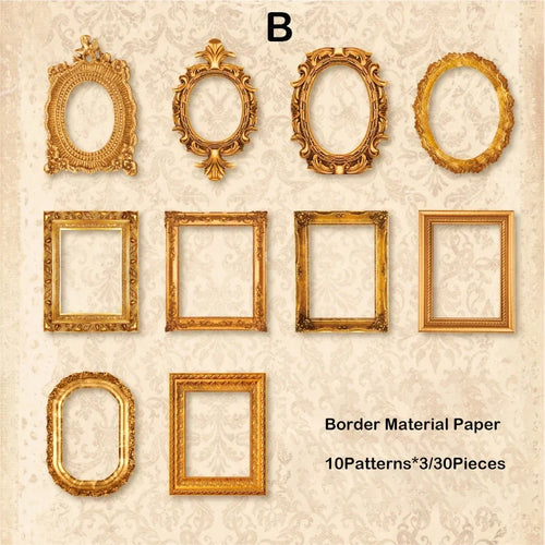 Journamm 30pcs/pack Vintage Cutout Frame Decor Paper Junk Journal DIY