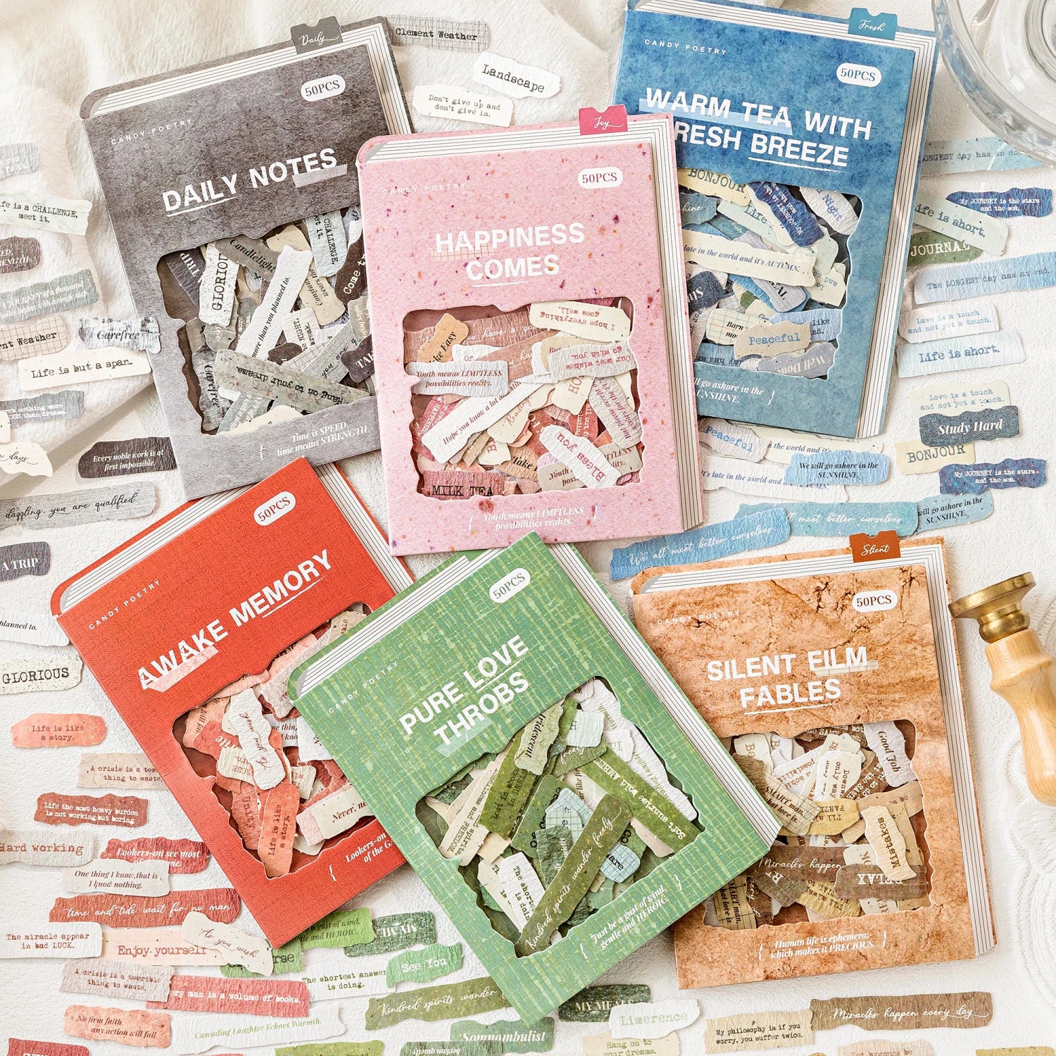 JIANQI 50 pcs Vintage English letter Stickers Specialty paper material