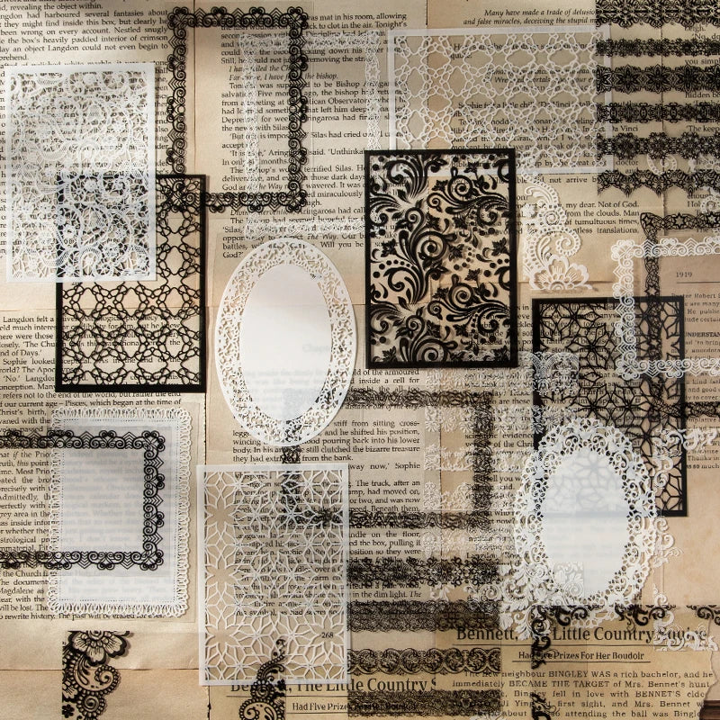 30 Pieces Lace Stickers For Scrapbooking Diary Album Handmade Decorative Craft Supplies