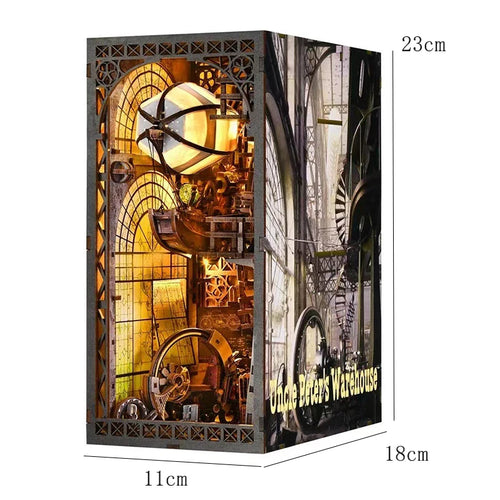 DIY Book Nook Kit Miniature Dollhouse With Light Wooden Bookshelf