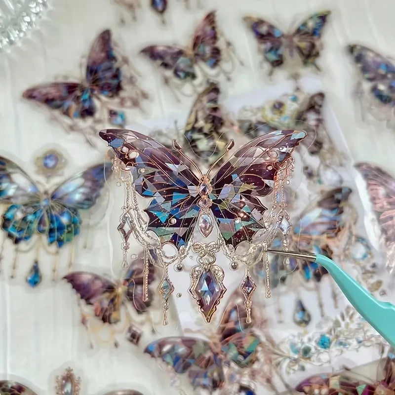 20 Pieces Butterfly Decorative PET Stickers for DIY Projects and Retro Handbook Craft Material