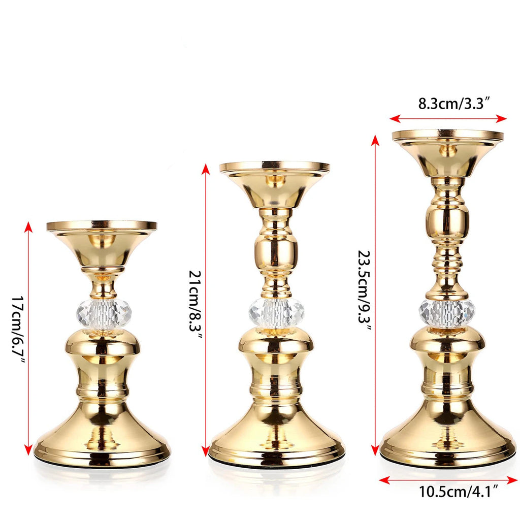 Gold Metal Pillar Candlestick Holders Vintage Pillar Candle Holders