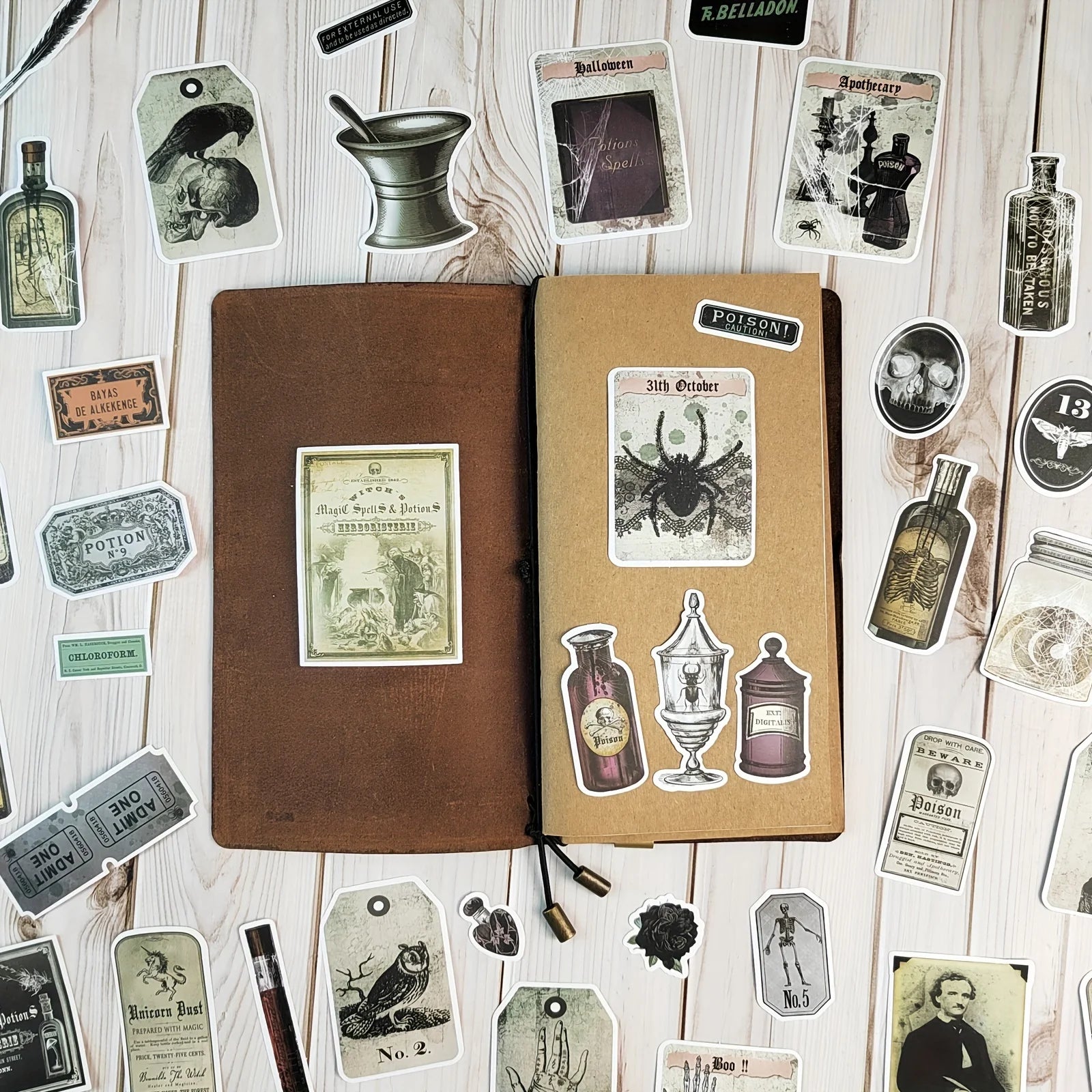 100 Pcs Vintage Aesthetic Stickers Plant Map Theme For Water Bottles Journal Scrapbook Decor