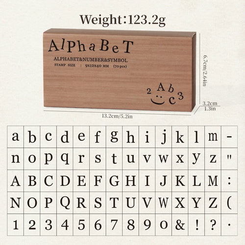 Journal GO 70pcs/set Wooden Rubber Alphabet Letter Number Stamp Set