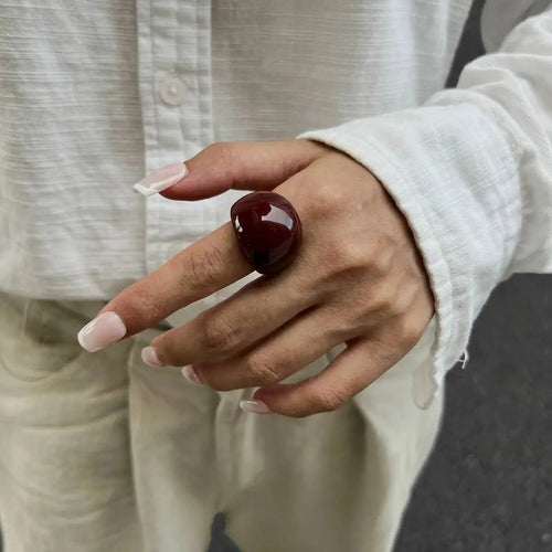 Ingemark 4 Colors Boho Kpop Resin Acrylic Irregular Finger Rings for