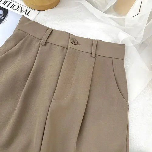 Fall Spring Black Suit Haren Pants Women Fashion Elastic High Waist