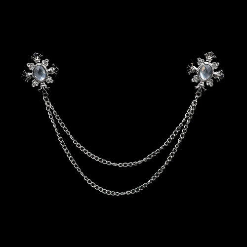 Fashion Gentleman Tassel Brooch For Men Suit Shirt Collar Crystal