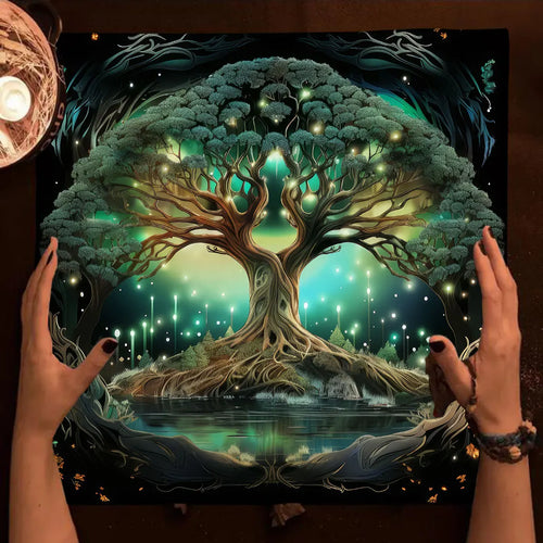 Tree Of Life Tarot Card Tablecloth Moon Phase Plants Table Cloth For