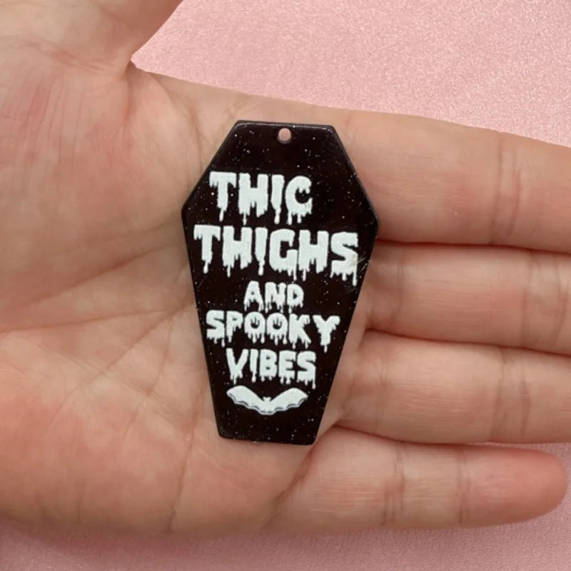 12-Piece Halloween Coffin Acrylic Pendants - DIY Earring & Jewelry Making Charms