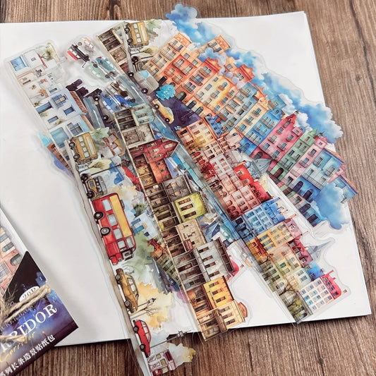 JIANQI 20pcs/pack European Retro Collage Strip Stickers DIY Collage