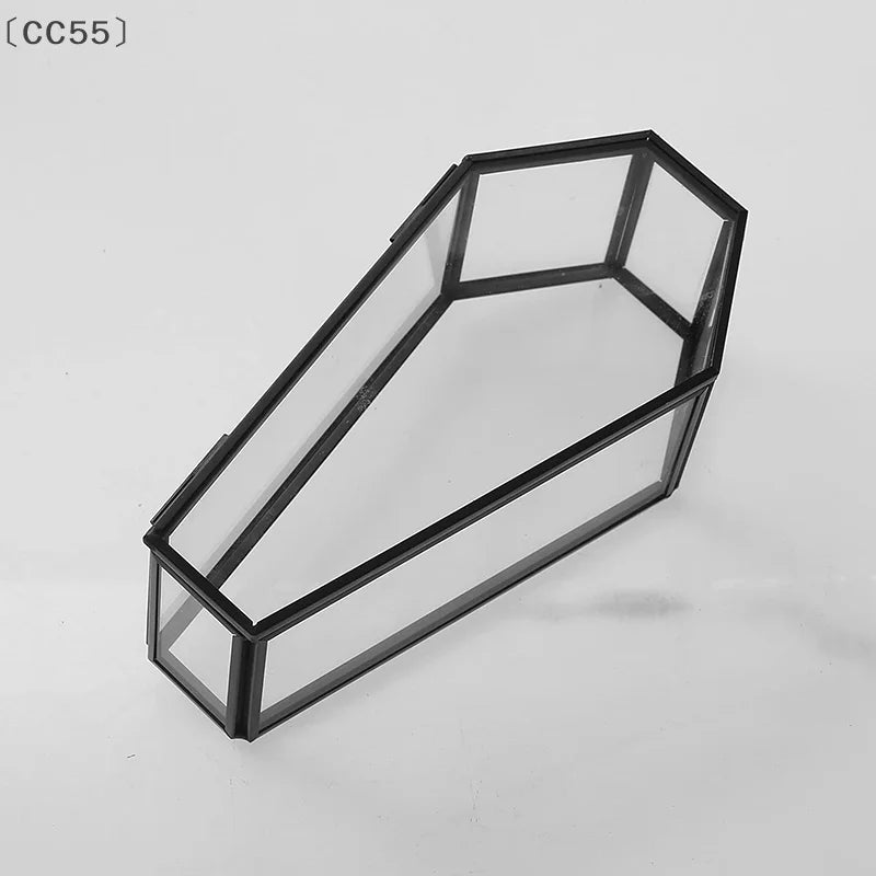 〔CC55〕Gothic Coffin Glass Jewelry Box Vintage Display Case Halloween