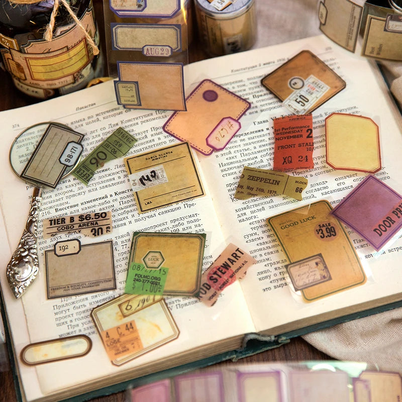 Yoofun 5x200cm Retro Mark Daily PET Tape Labels Vintage Stickers for