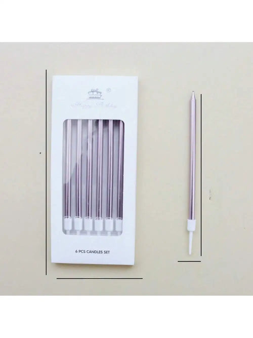 6 Pieces Metallic Candle Long Green Candle Birthday Candles with