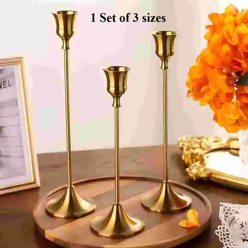 European Style Metal Candle Holders Set Of 3 Candlesticks For Home Decor And Versatile Use