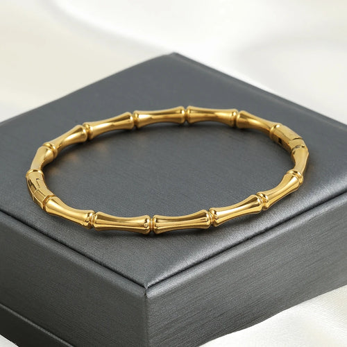 Fashion Smooth Ring Bamboo Shape Stainless Steel Bracelets For Women