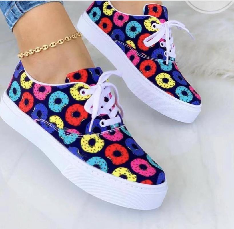 2022 Fashion Graffiti Women Sneakers Trainers Shoes Casual Streetwear Everyday Comfort
