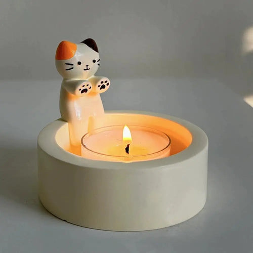 Kitten Candle Holder Aromatherapy Cat Candlestick Handmade Cute Cat Lovers Gift Mystic Gothic Charm