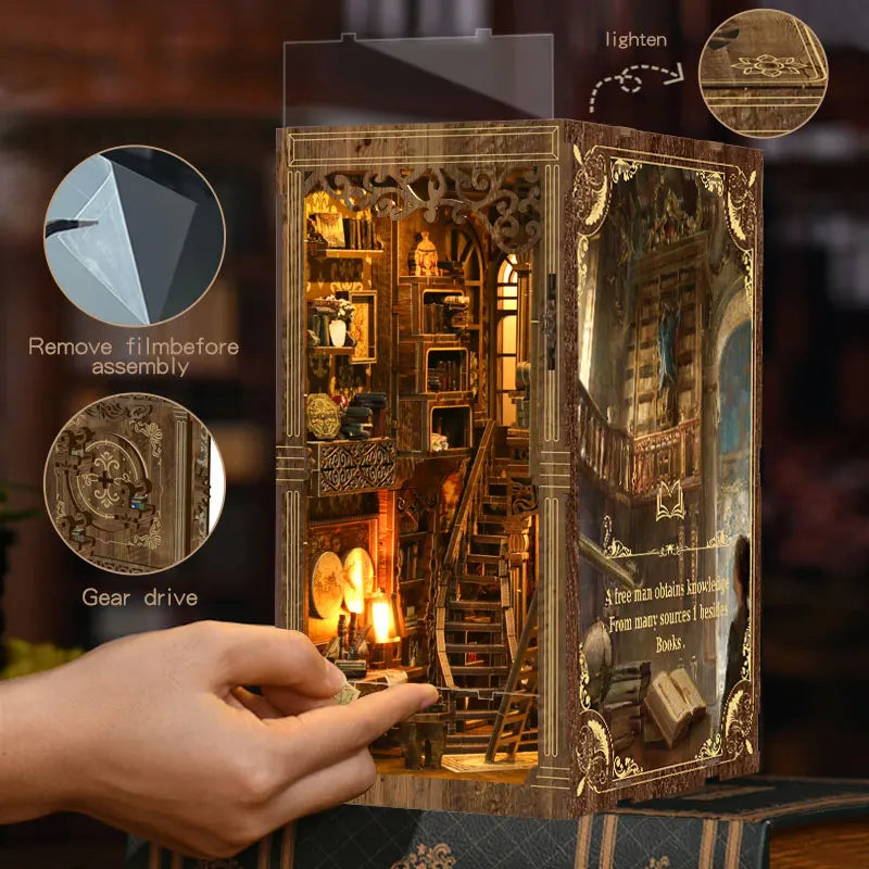 DIY Book Nook Kit 3D Wooden Puzzle Miniature Doll House  Assembly