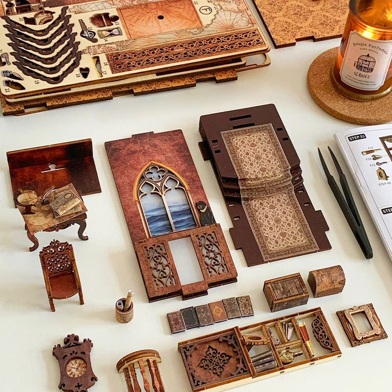 CUTEBEE Book Nook Kit Diy Bookend 3D Miniature House Sailing Memory