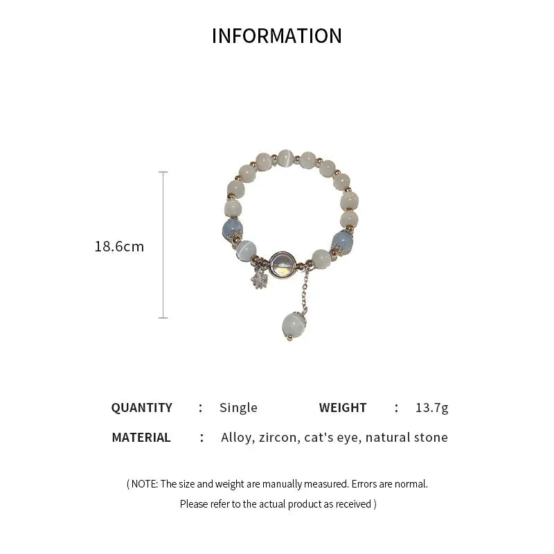 Blue Purple Color Opal Stone Bracelet For Women Girls Shiny Crystal