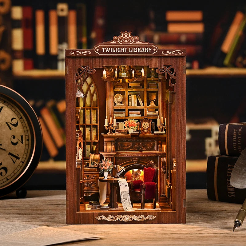 DIY Book Nook Kit Miniature Booknook Wooden Doll House 3D Puzzle